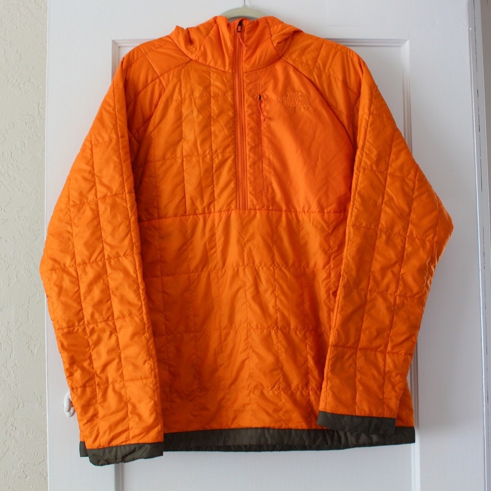 The North Face Circaloft Zip Hooded Mens Large Orange Quilted Pullover Jacket